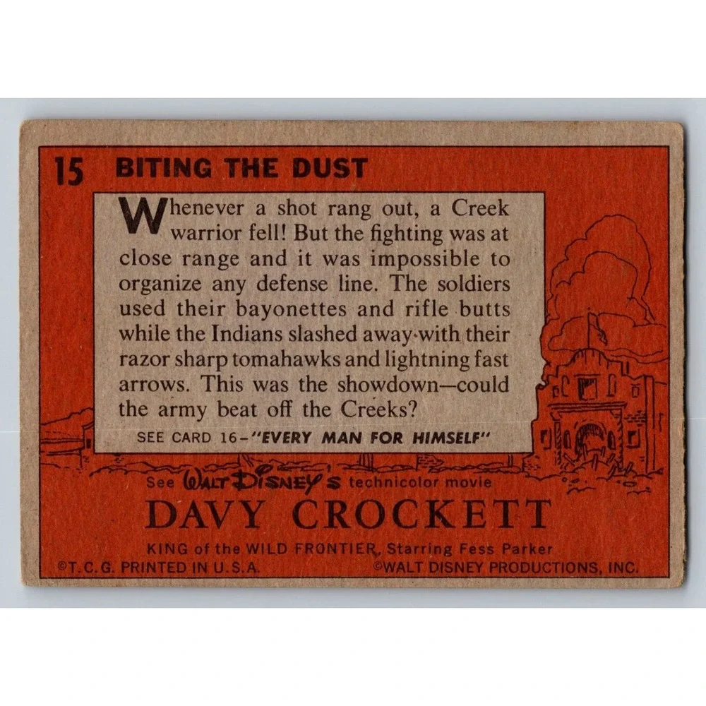 Walt Disney's Davy Crockett Battle Scene 1956 Topps #15 Biting The Dust
